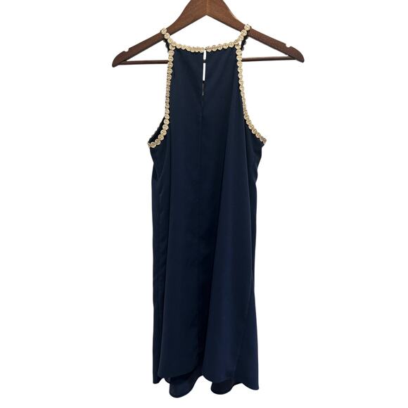 Lilly Pulitzer Pearl Soft Mini Shift Dress Navy Blue Gold Lace Size 2 Resort - Picture 6 of 9